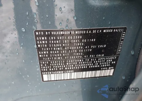 2021 Volkswagen Tiguan 2.0T Se/2.0T Se R-Line Black/2.0T Sel from USA, damaged, VIN 3VV2B7AX6MM123085